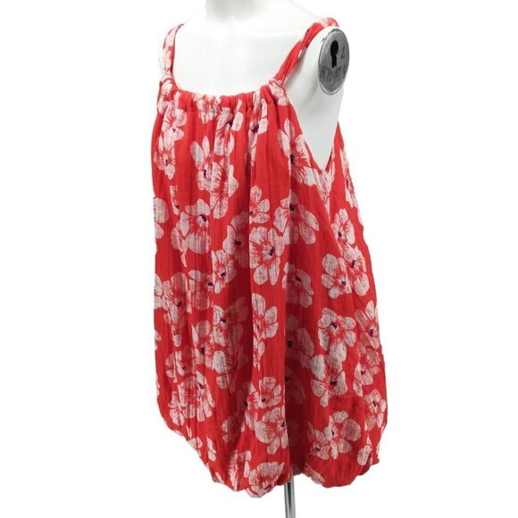 By Anthropologie Gauze Bubble Hem Mini Dress Size S Orange Floral Pockets - Picture 8 of 14